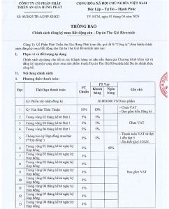 Lịch thanh toán The Gió Riverside