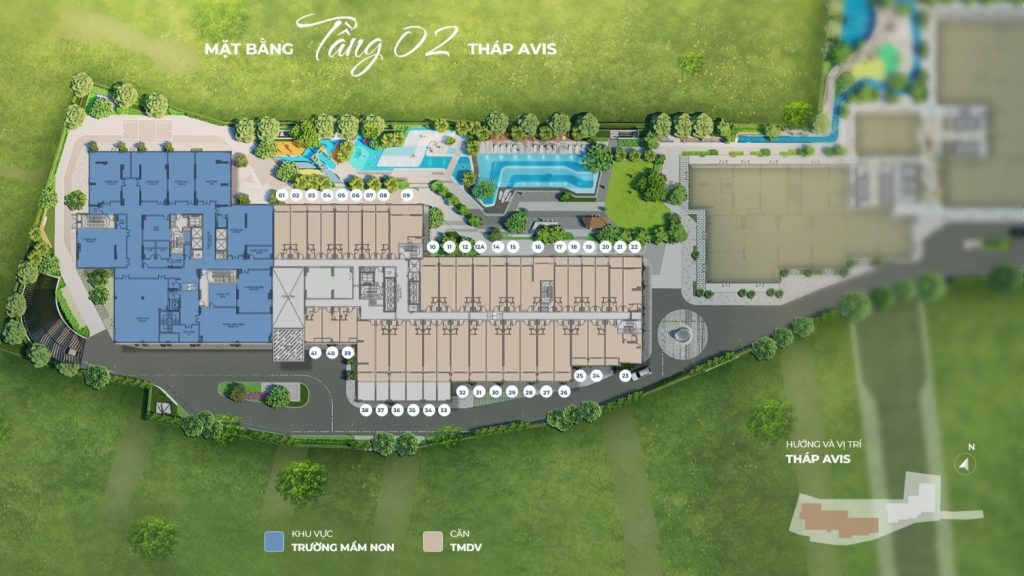 Mặt bằng tầng 2 tháp Avis - TT Avio