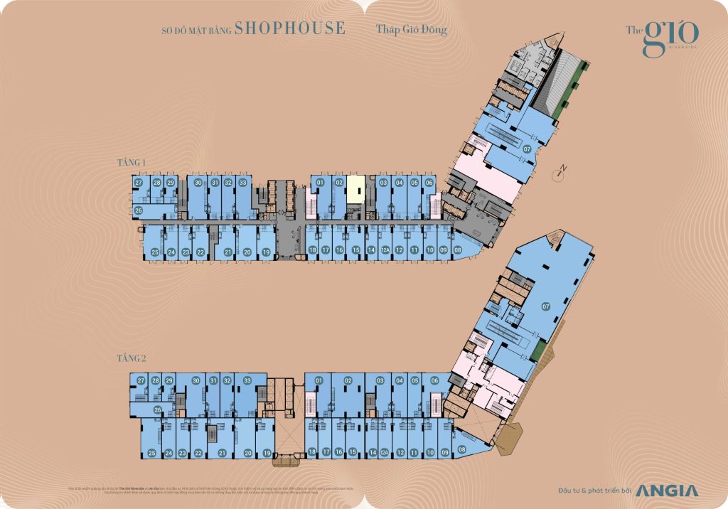 Tằng 1 và 2 Shophouse tháp Gió Đông