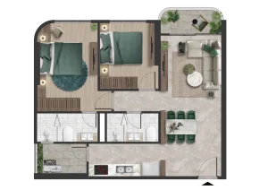 Căn A02 - 2PN 2WC diện tích 73,7m2