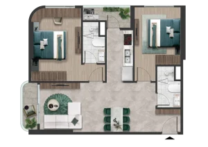 Căn A09 - A10 và B04 - B10 | 2PN 2WC diện tích 73,6m2