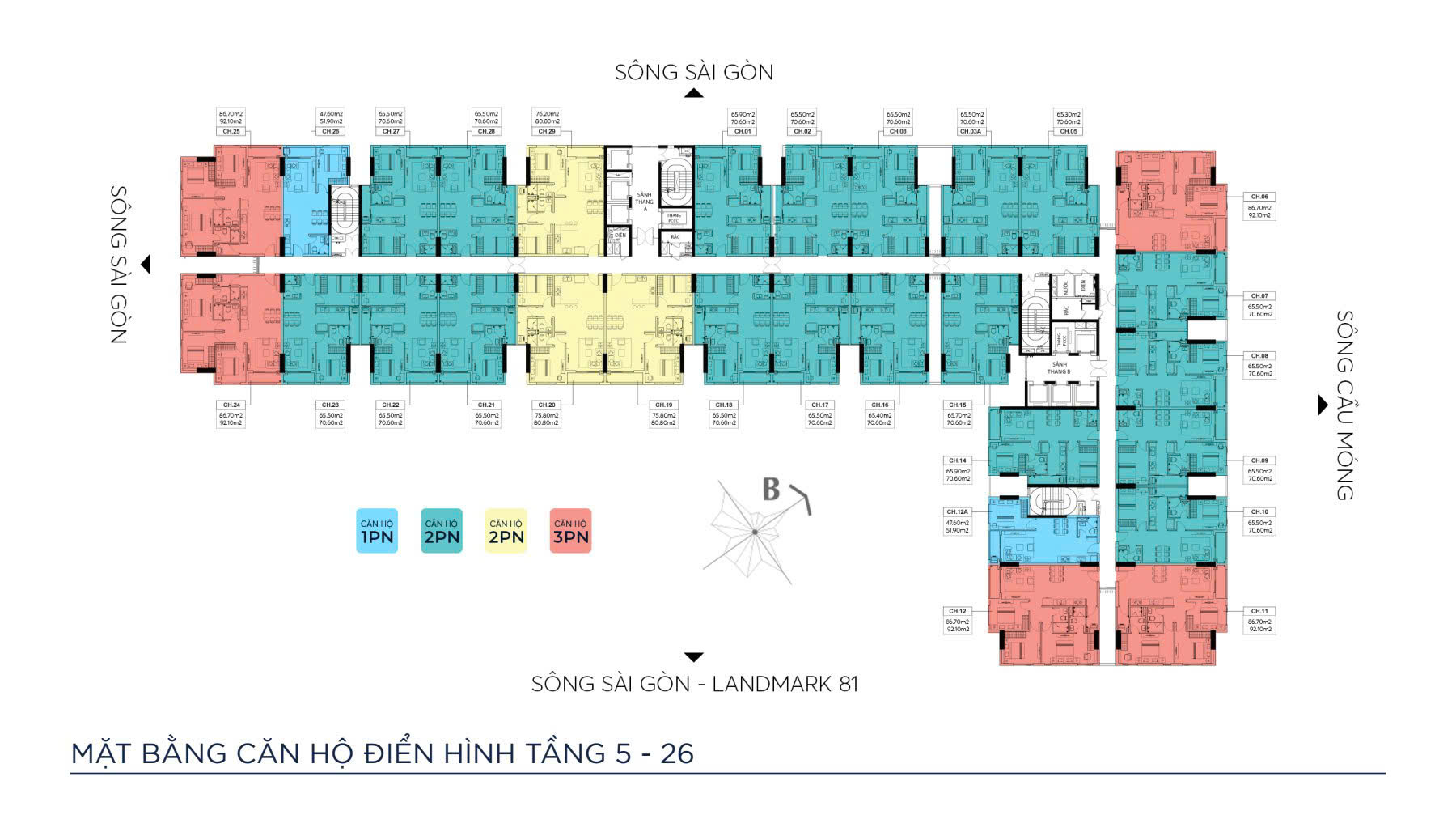 Mặt bằng căn hộ Symlife - Tầng 5 đến 26