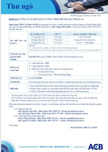 Thư ngỏ từ ACB - Ngân hàng Thương mại Cổ phần Á Châu