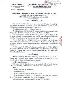 Quyết định chấp thuận điều chỉnh chủ trương đầu tư dự án Khu đô thị Quảng Trường Xanh