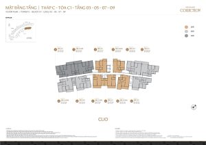 Mặt bằng Tháp C1 - Clio - Tầng 3 - 5 - 7 - 9 tại Orchard Collection