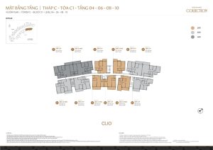 Mặt bằng Tháp C1 - Clio - Tầng 4 - 6 - 8 - 10 tại Orchard Collection