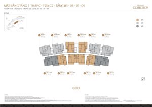 Mặt bằng Tháp C2 - Clio - Tầng 3 - 5 - 7 - 9 tại Orchard Collection