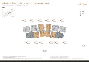 Mặt bằng Tháp C2 - Clio - Tầng 4 - 6 - 8 - 10 tại Orchard Collection