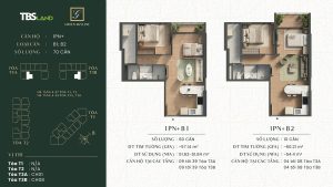 Layout 1PN+ -B căn hộ Green Skyline