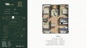 Layout 3PN -C căn hộ Green Skyline