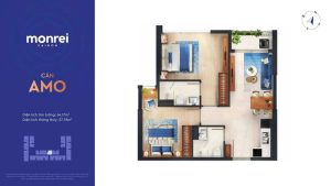 Layout căn 2PN - AMO dự án Monrei Saigon