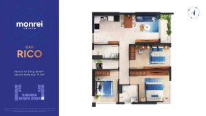 Layout căn 3PN - RICO dự án Monrei Saigon