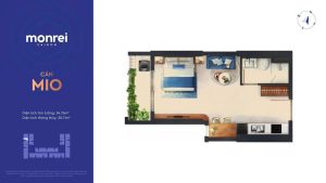 Layout căn Studio - MIO dự án Monrei Saigon