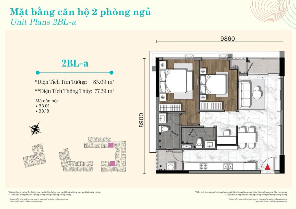 Layout căn hộ 2PN - 2BL-a