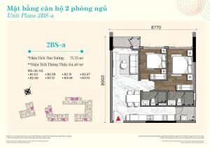 Layout căn hộ 2PN - 2BS-a