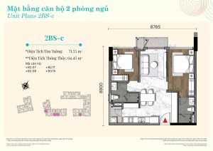 Layout căn hộ 2PN - 2BS-c
