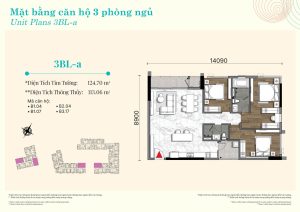 Layout căn hộ 3PN - 3BL-a